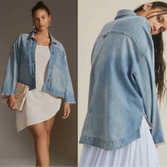 Anthropologie Pilcro Slouchy Trucker Denim Jacket PLUS 1X NWT - Picture 1 of 10